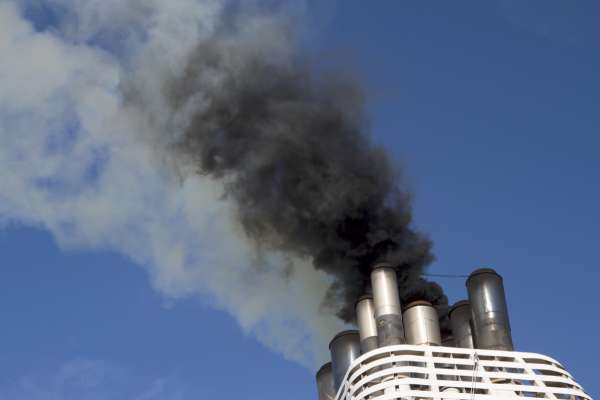 Ships funnel emitting black smoke