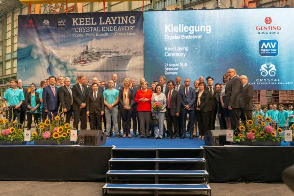 Crystal Endeavor, keel laying, new ship, cruise, cruising, Crystal Yacht Expedition Cruises, Crystal Cruises