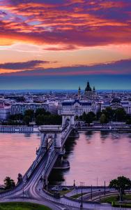 Sunrise above Budapest in the summer