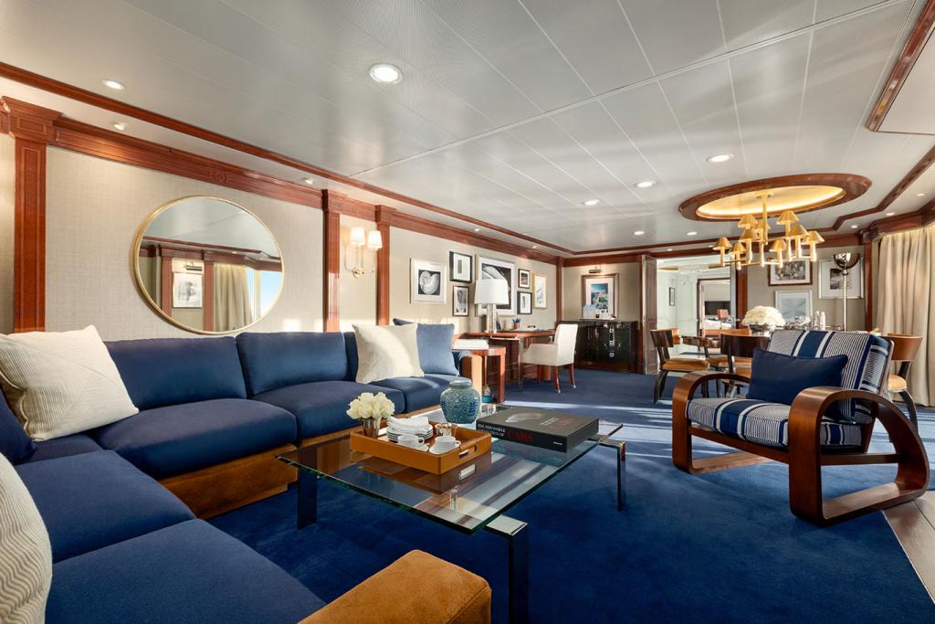 Oceania Riviera's revamped owner's suite living room