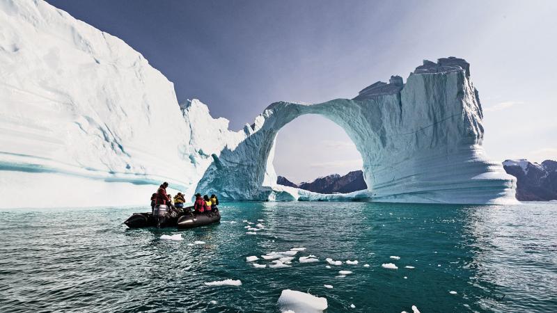 Zodiac cruising in Scoresby Sund, Greenland