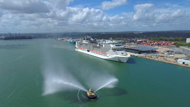 MSC Virtuosa in Southampton ahead of its maiden voyage on 20 May.