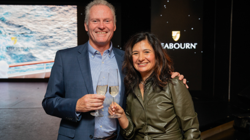 David Cox, CEO of APT (left) and Natalya Leahy, President of Seabourn (right)