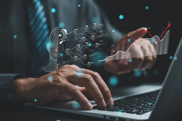 AI worker at lap top